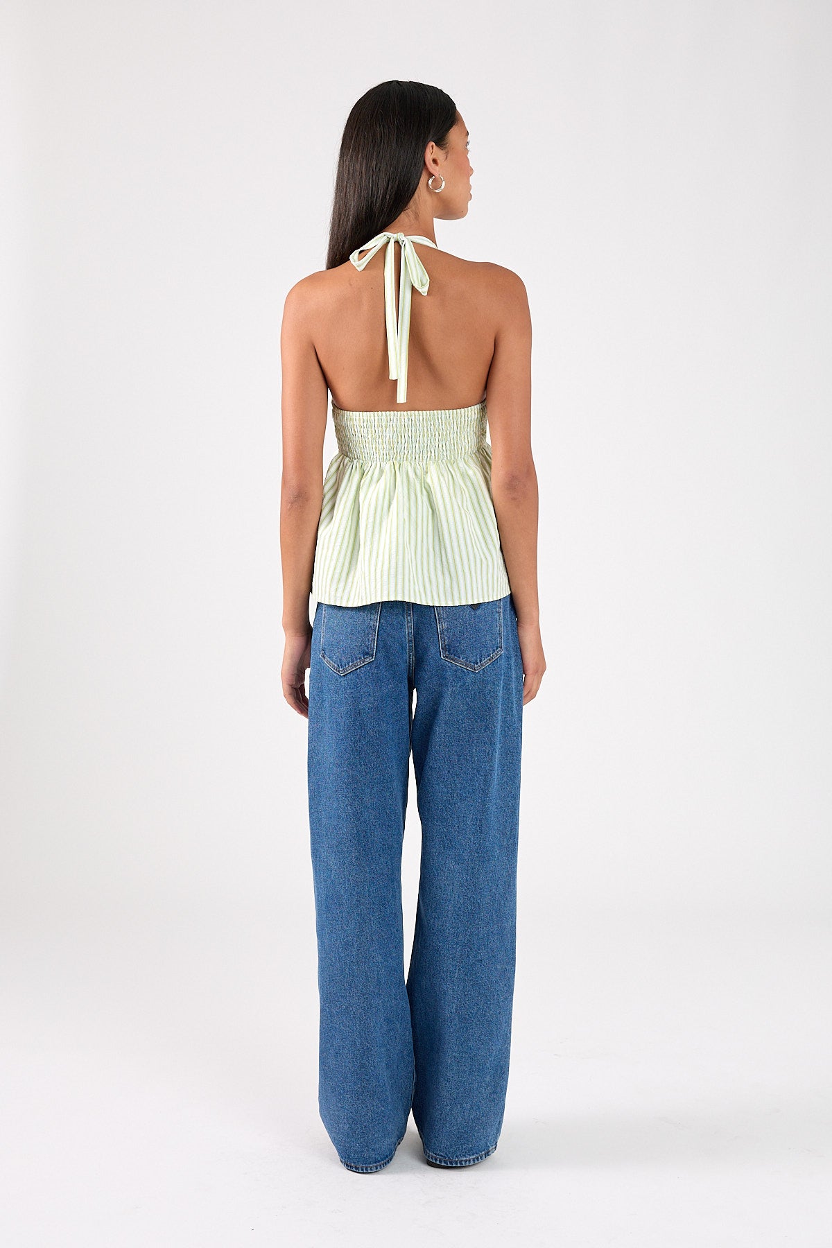 Perfect Stranger Aya Halter Top Blue/Green Stripe