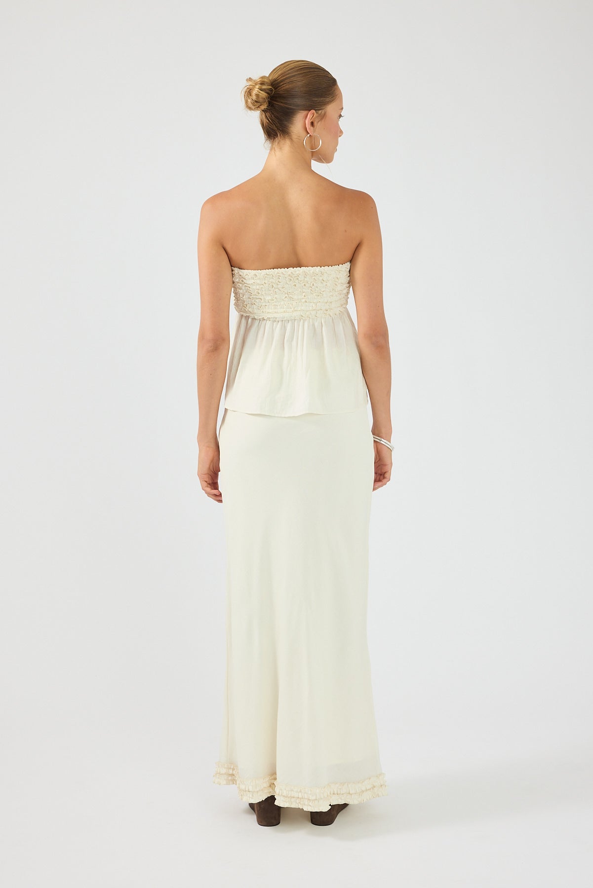 Perfect Stranger Jada Frill Strapless Top Off White