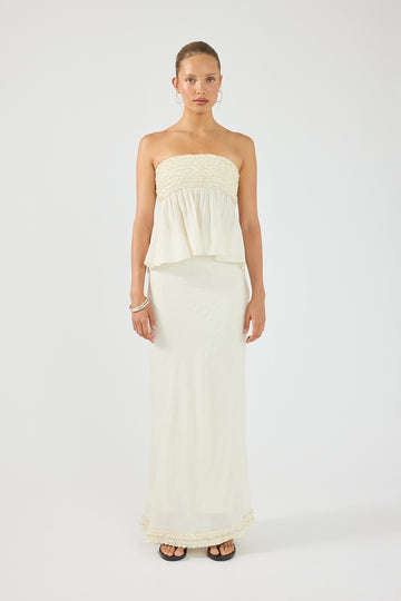 Perfect Stranger Jada Frill Maxi Skirt Off White