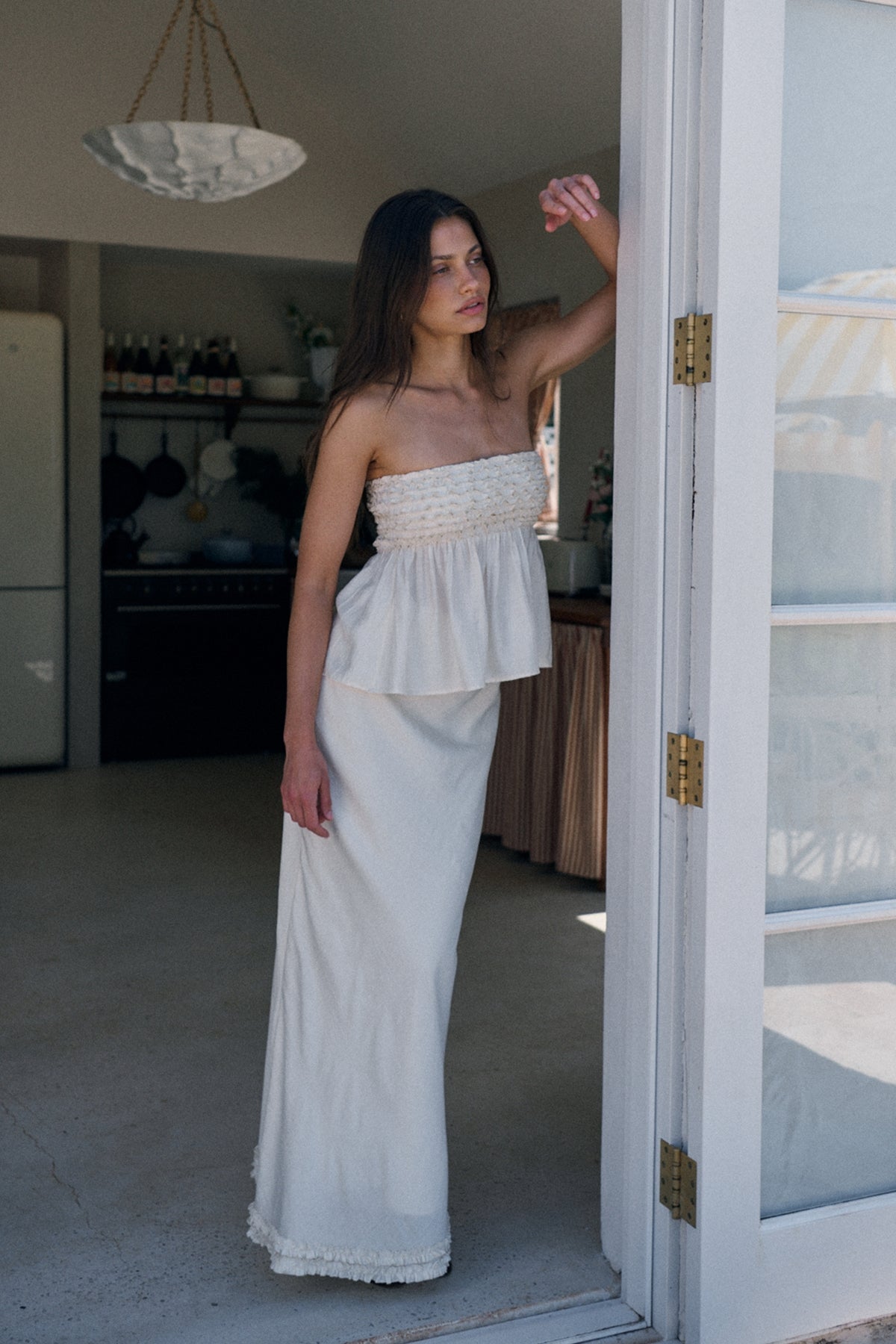 Perfect Stranger Jada Frill Maxi Skirt Off White