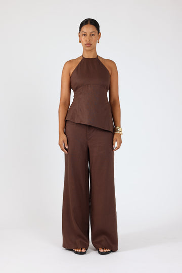 Perfect Stranger Reese Halter Top Brown