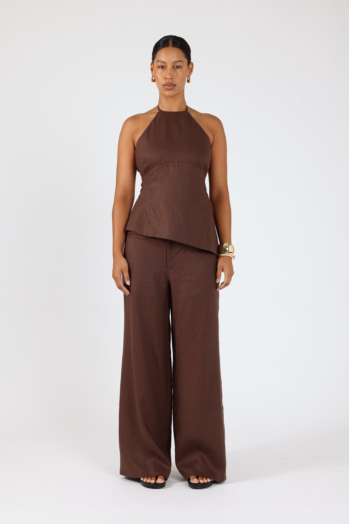 Perfect Stranger Reese Halter Top Brown