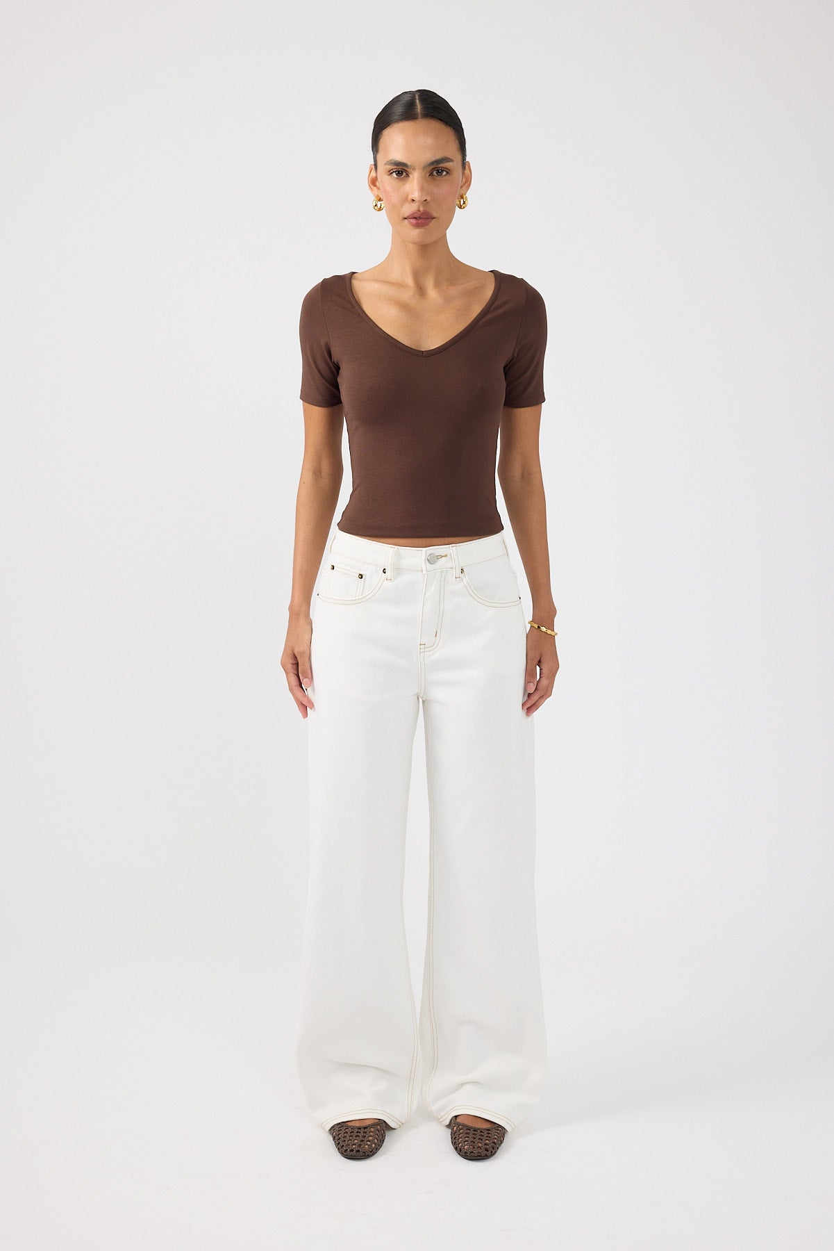 Perfect Stranger Mid Rise Baggy Jean Off White Contrast