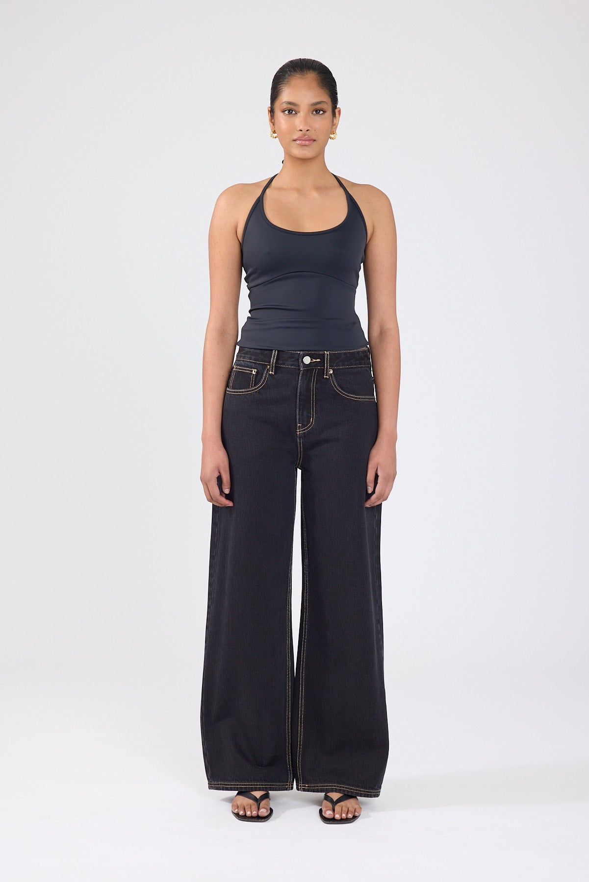 Perfect Stranger Petite Mid Rise Baggy jean Washed Grey