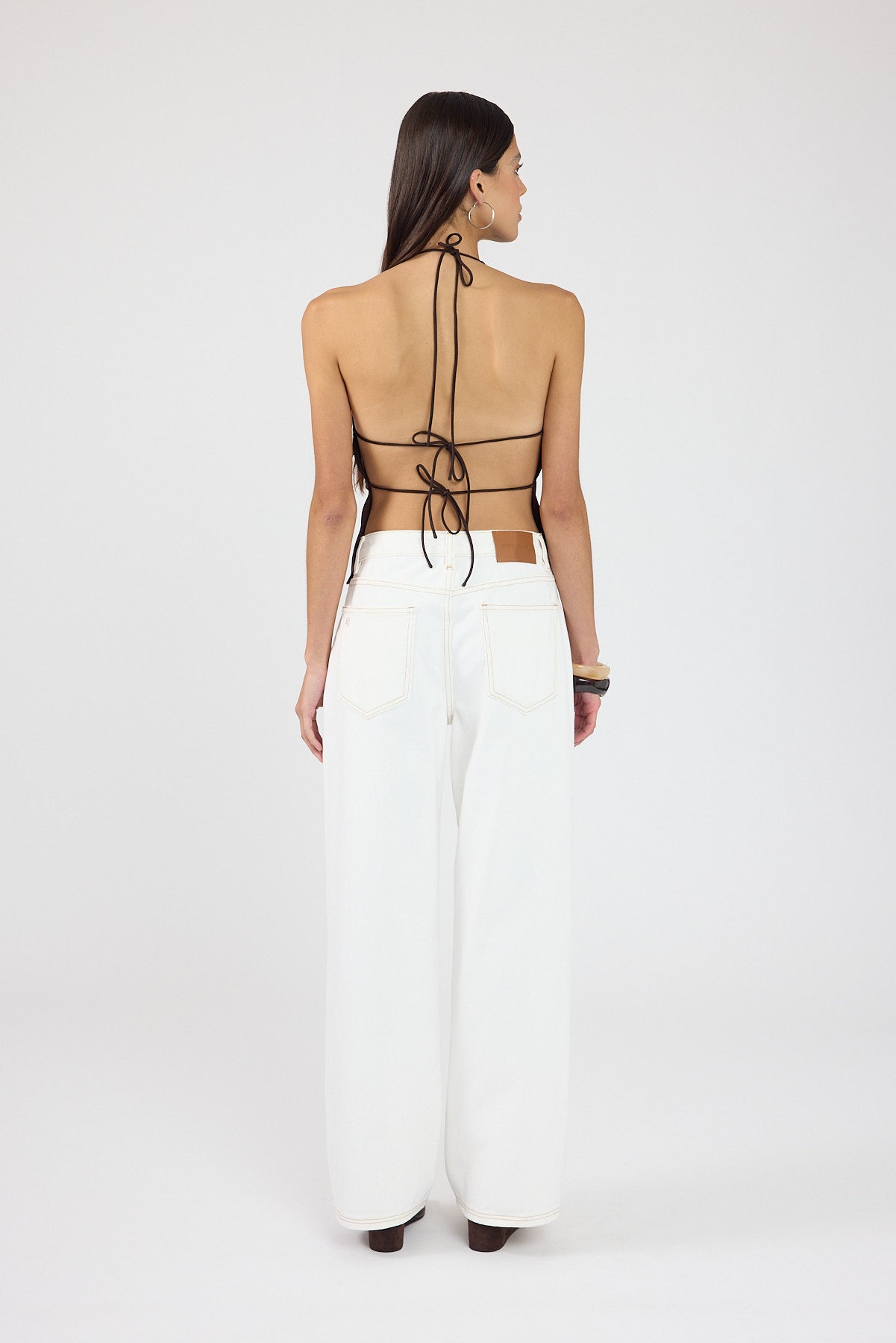 Perfect Stranger Petite Mid Rise Baggy Jean White