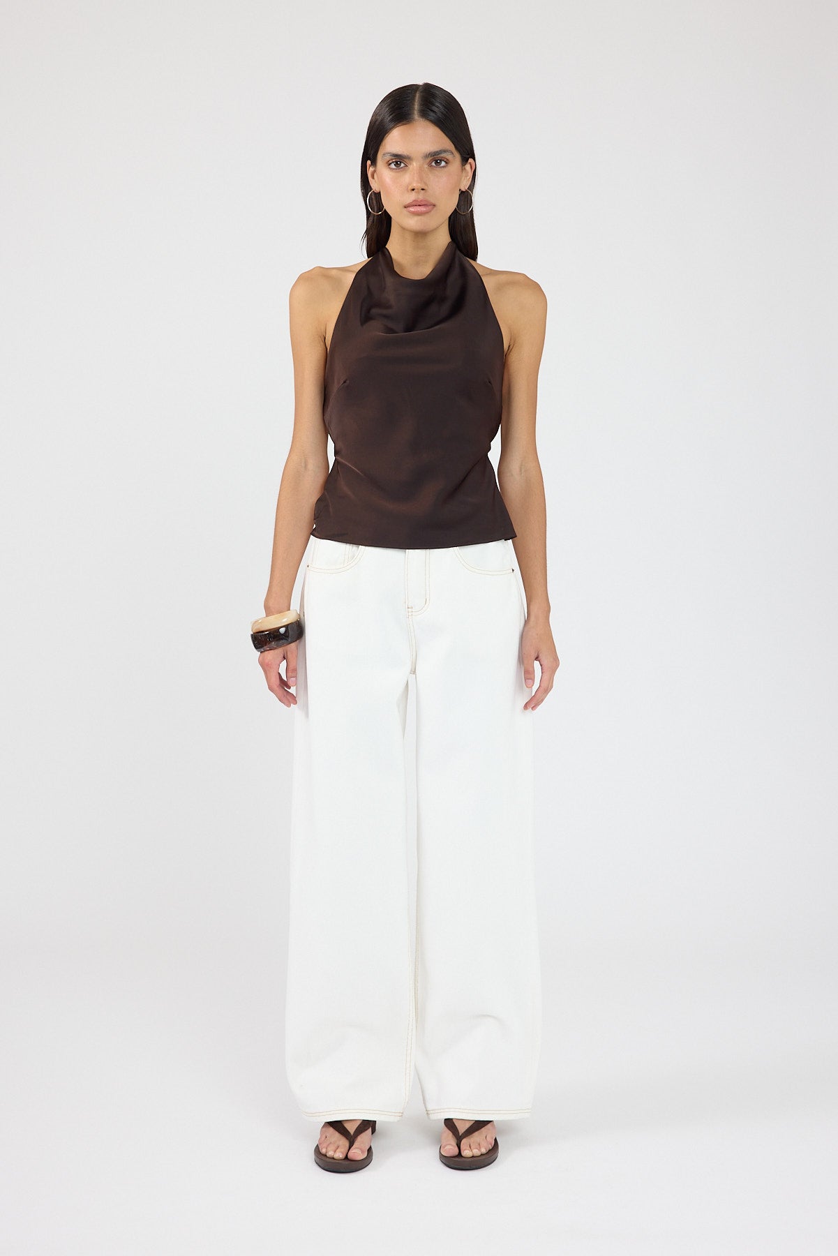 Perfect Stranger Petite Mid Rise Baggy Jean White