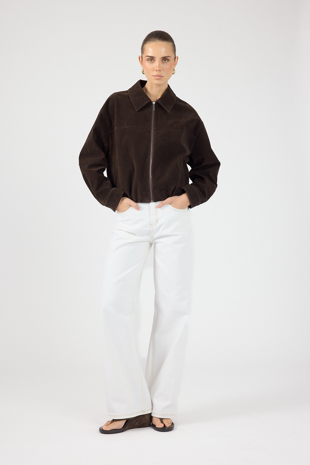 Perfect Stranger Greta Faux Suede Jacket Bitter Chocolate