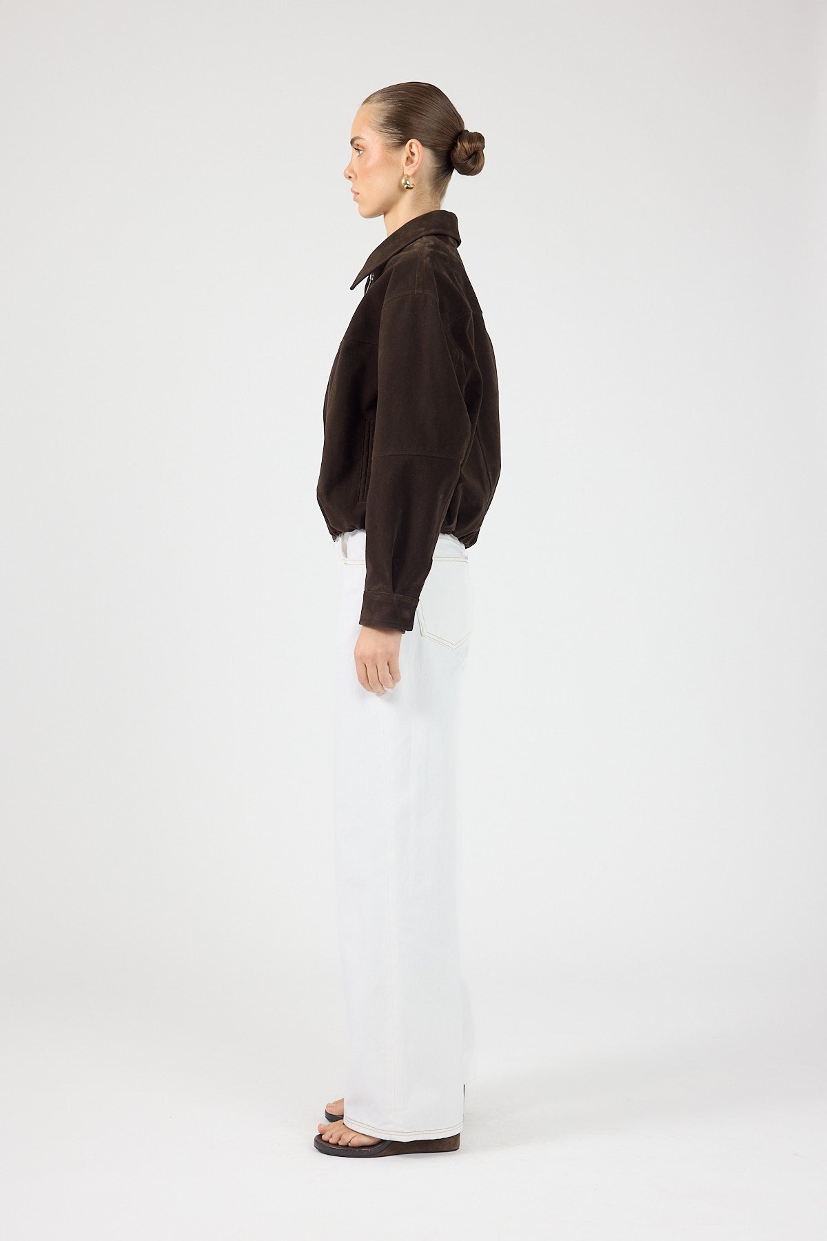 Perfect Stranger Greta Faux Suede Jacket Chocolate Brown