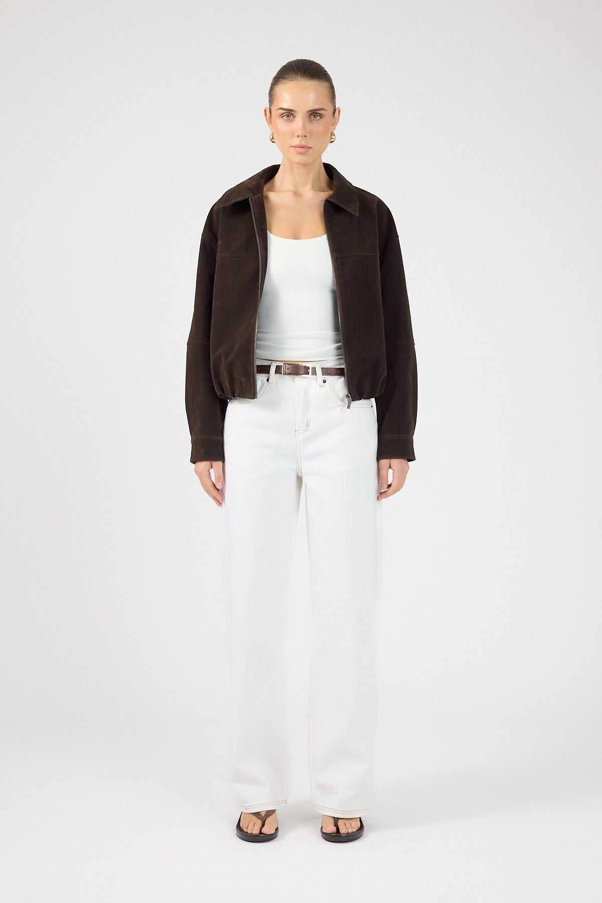 Perfect Stranger Greta Faux Suede Jacket Chocolate Brown