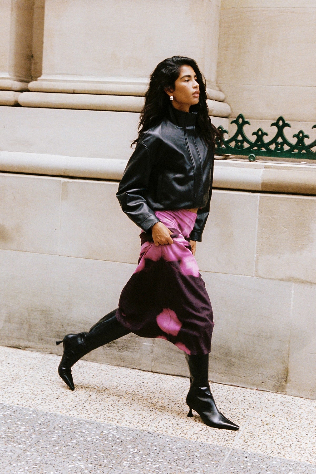 Perfect Stranger Leo Funnel Neck PU Bomber Jacket Black