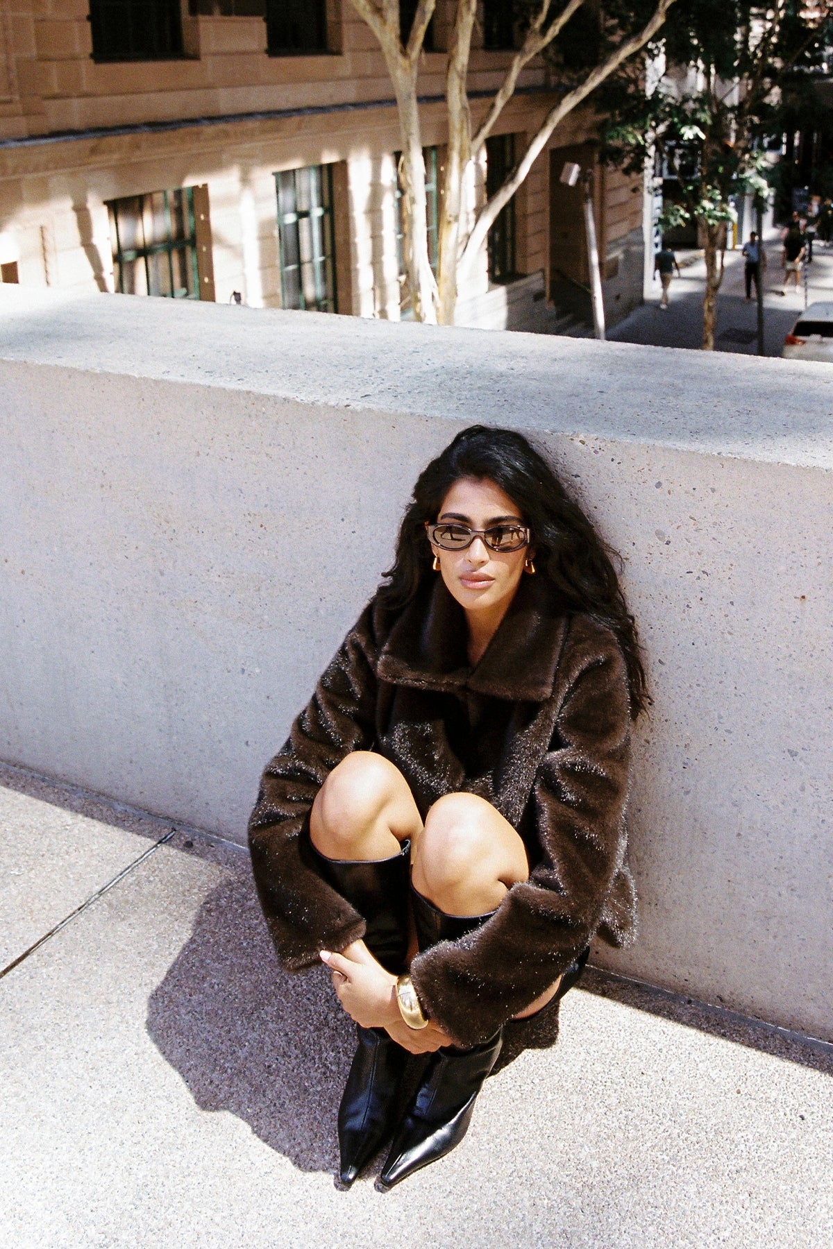 Perfect Stranger Riley Cropped Faux Fur Jacket Brown