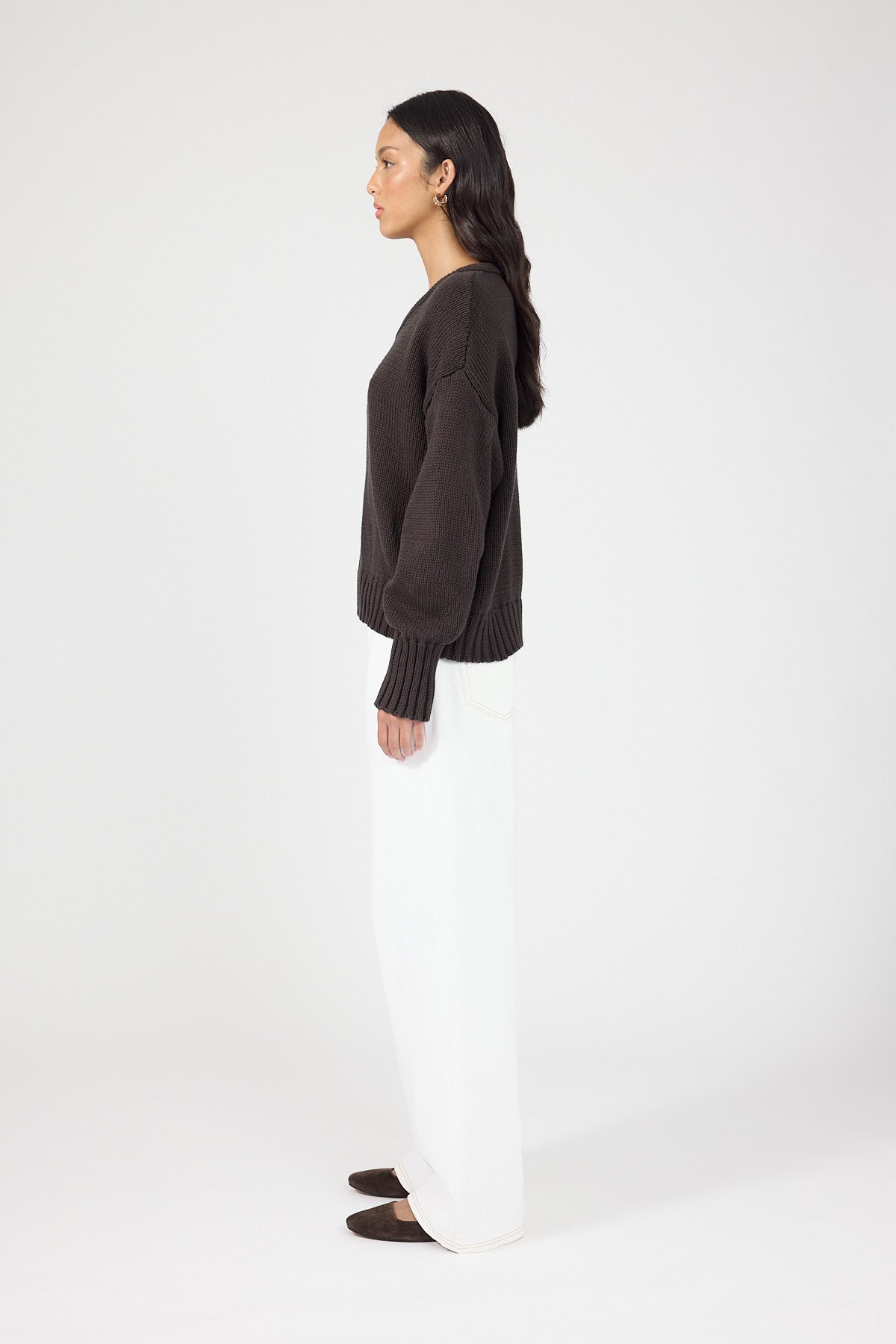 Perfect Stranger Sonny V-neck Knit Jumper Brown