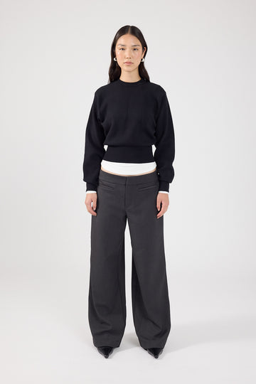 Perfect Stranger Gabby Crew Neck Knit Jumper Black