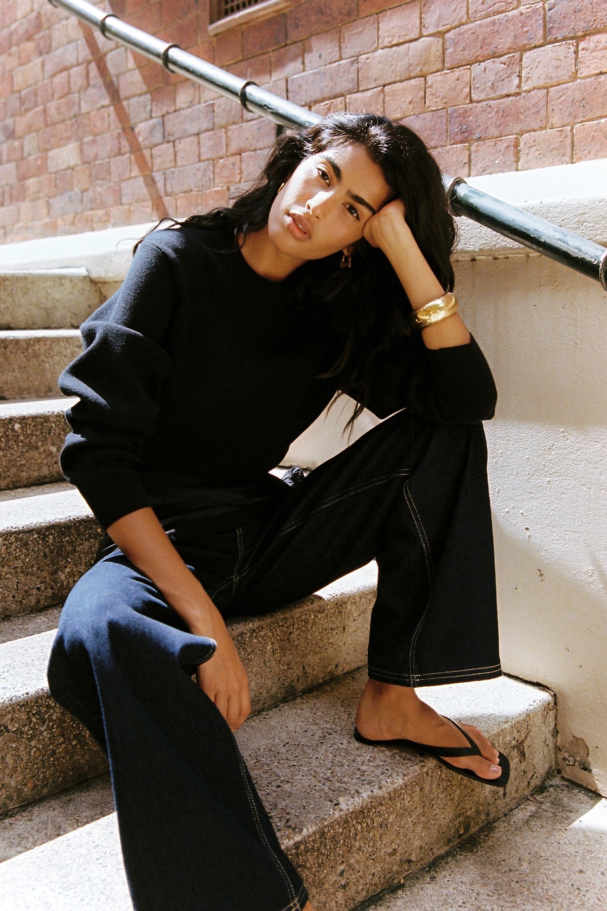 Perfect Stranger Gabby Crew Neck Knit Jumper Black