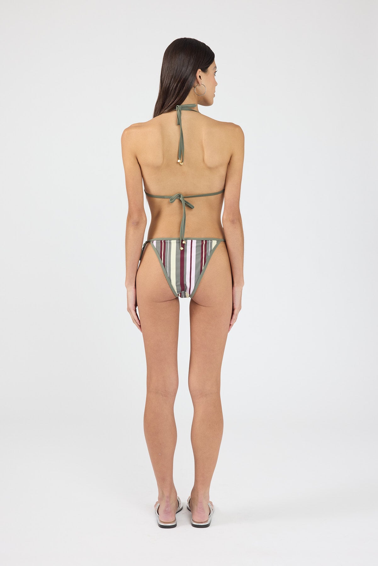 Perfect Stranger Lani Halter Bikini Top Khaki Stripe