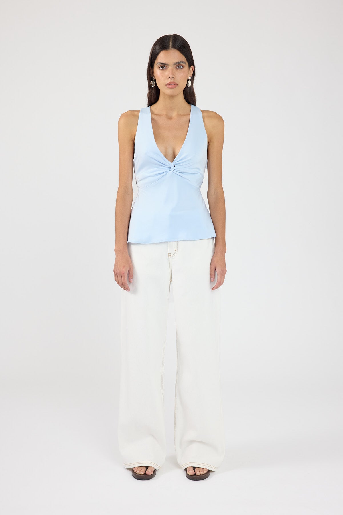Perfect Stranger Ellie Twist Halter Top Light Blue