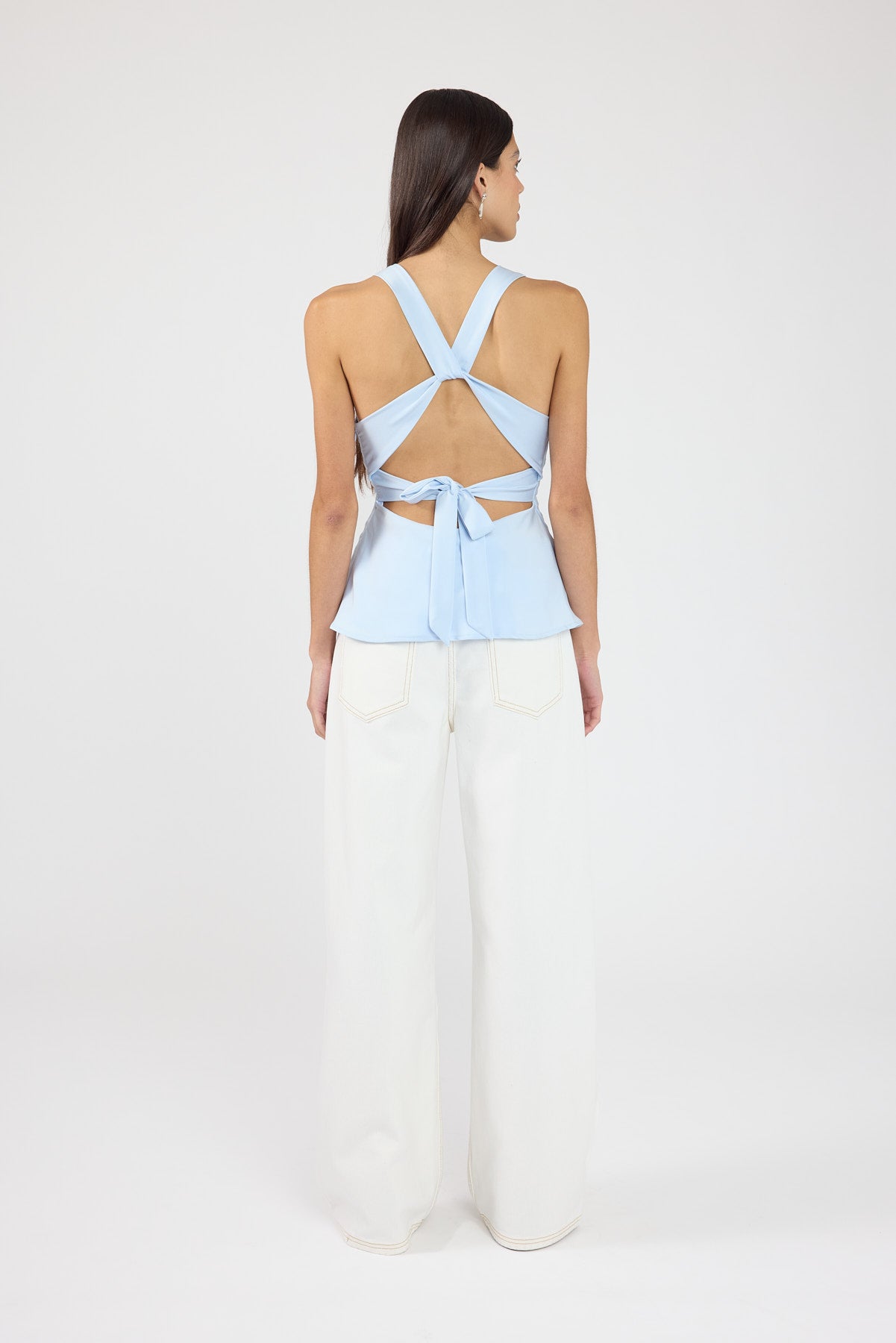 Perfect Stranger Ellie Twist Halter Top Light Blue