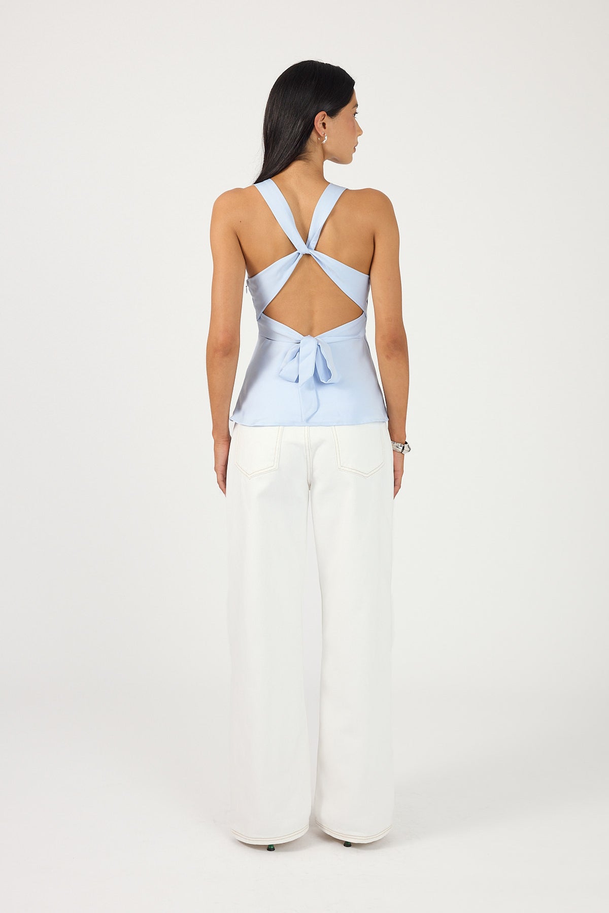 Perfect Stranger Ellie Twist Halter Top Light Blue