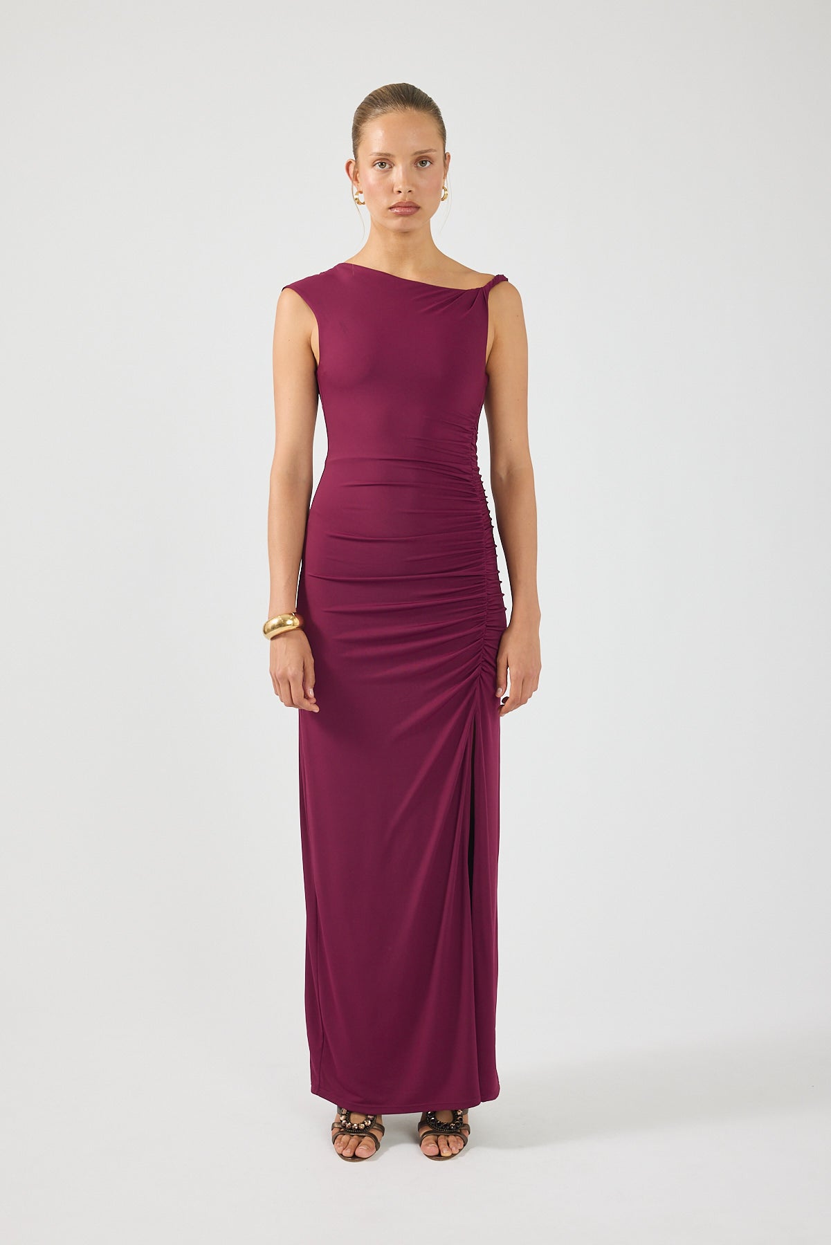 Perfect Stranger Miro Twist Maxi Dress Plum