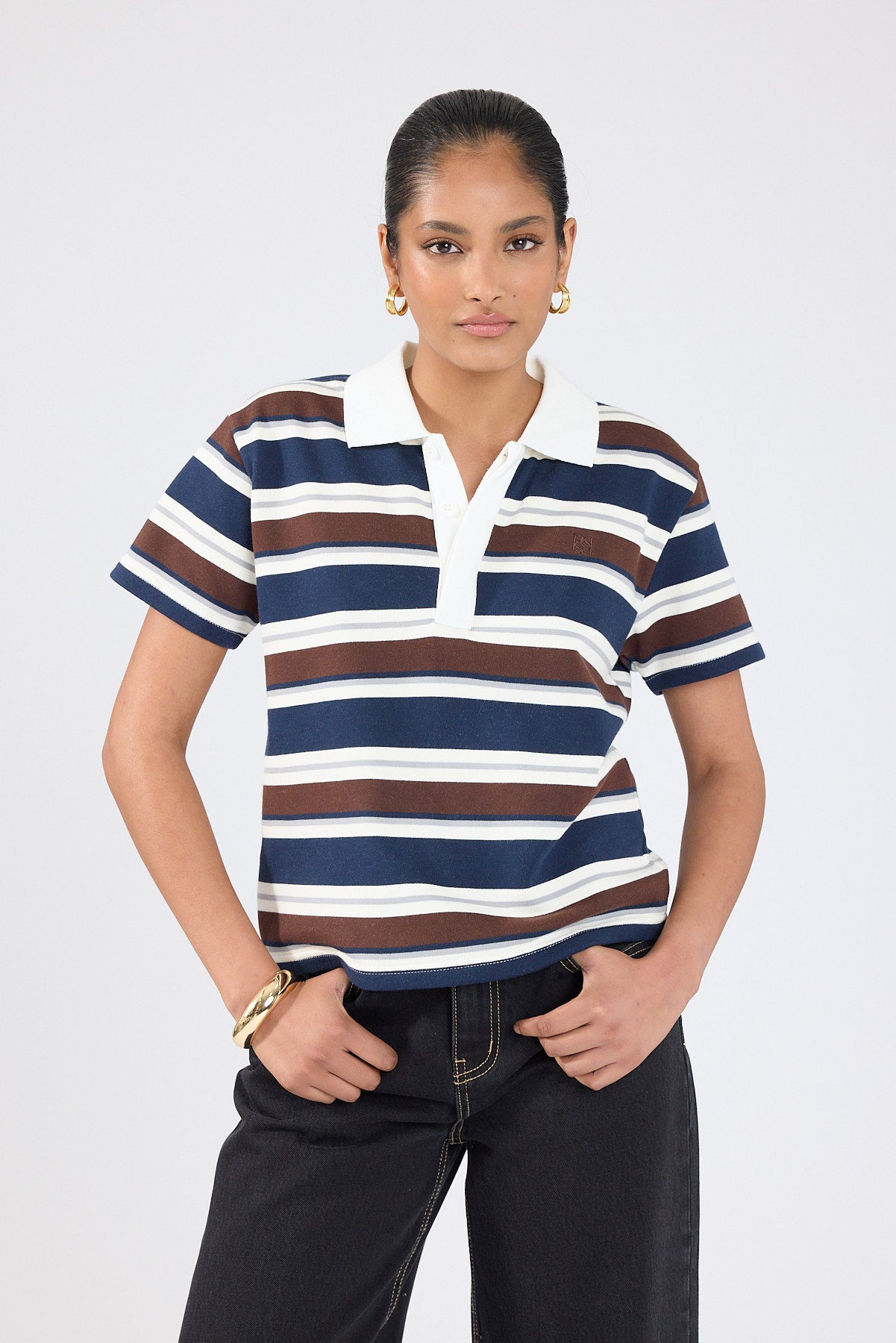 Perfect Stranger Lennon Polo T-shirt Blue Stripe