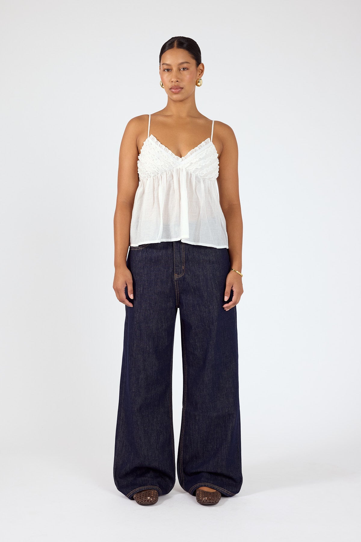 Perfect Stranger Klara Frill Cami Top White