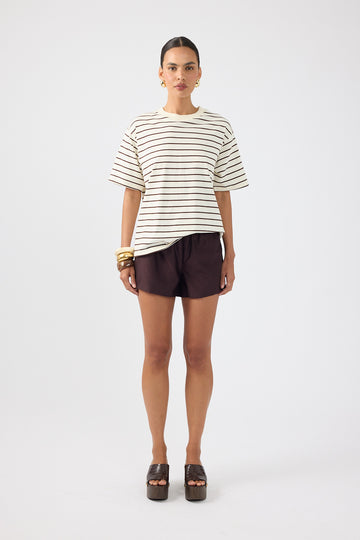 Perfect Stranger Oversized Stripe T-shirt Brown Stripe