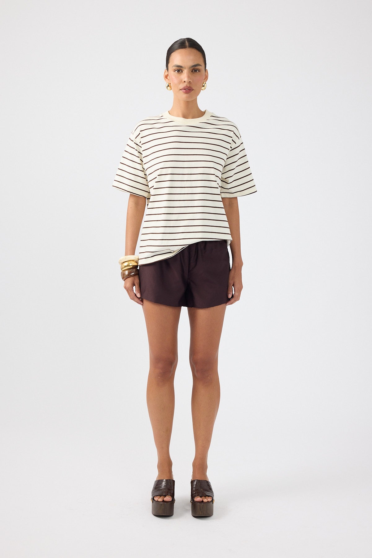 Perfect Stranger Oversized Stripe T-shirt Brown Stripe