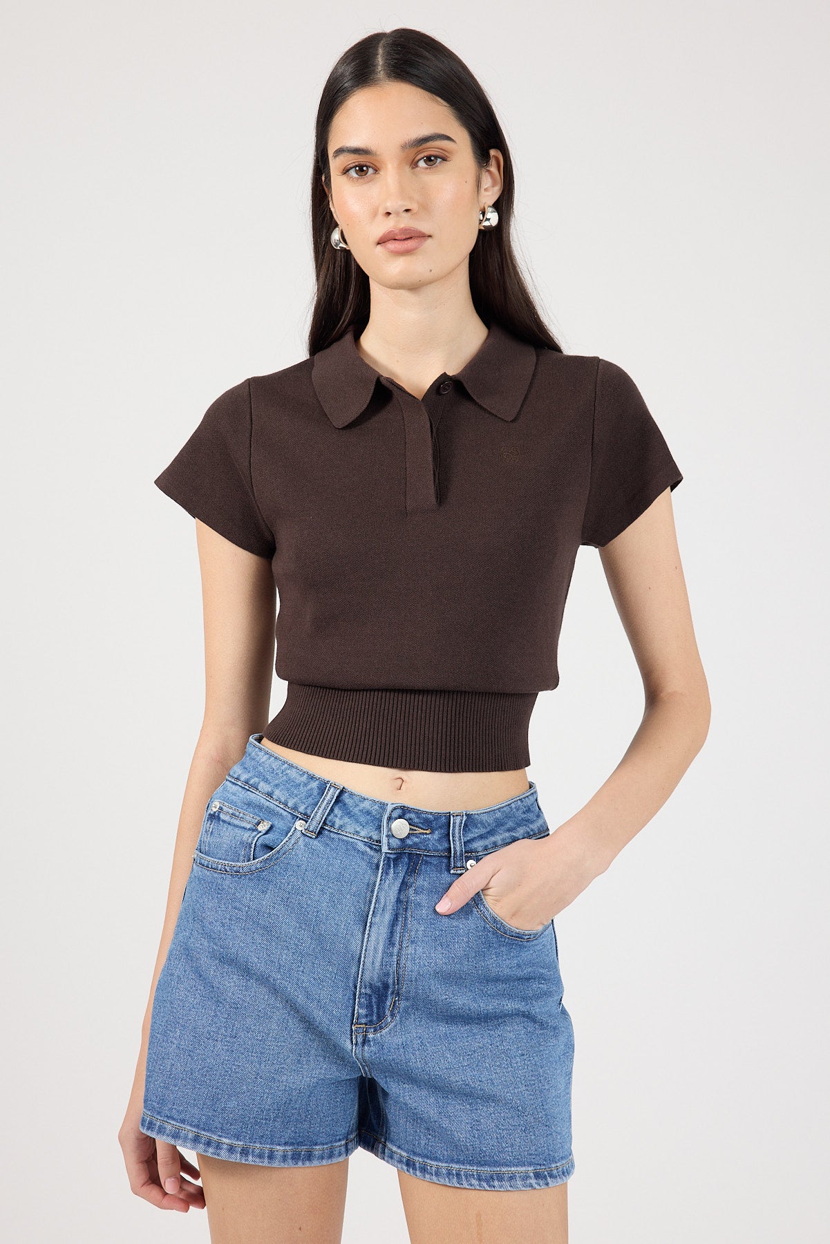 Perfect Stranger High Rise Denim Shorts Mid Blue Denim