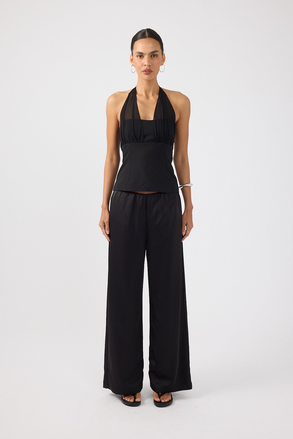 Perfect Stranger Millie Satin Mid Rise Pants Black