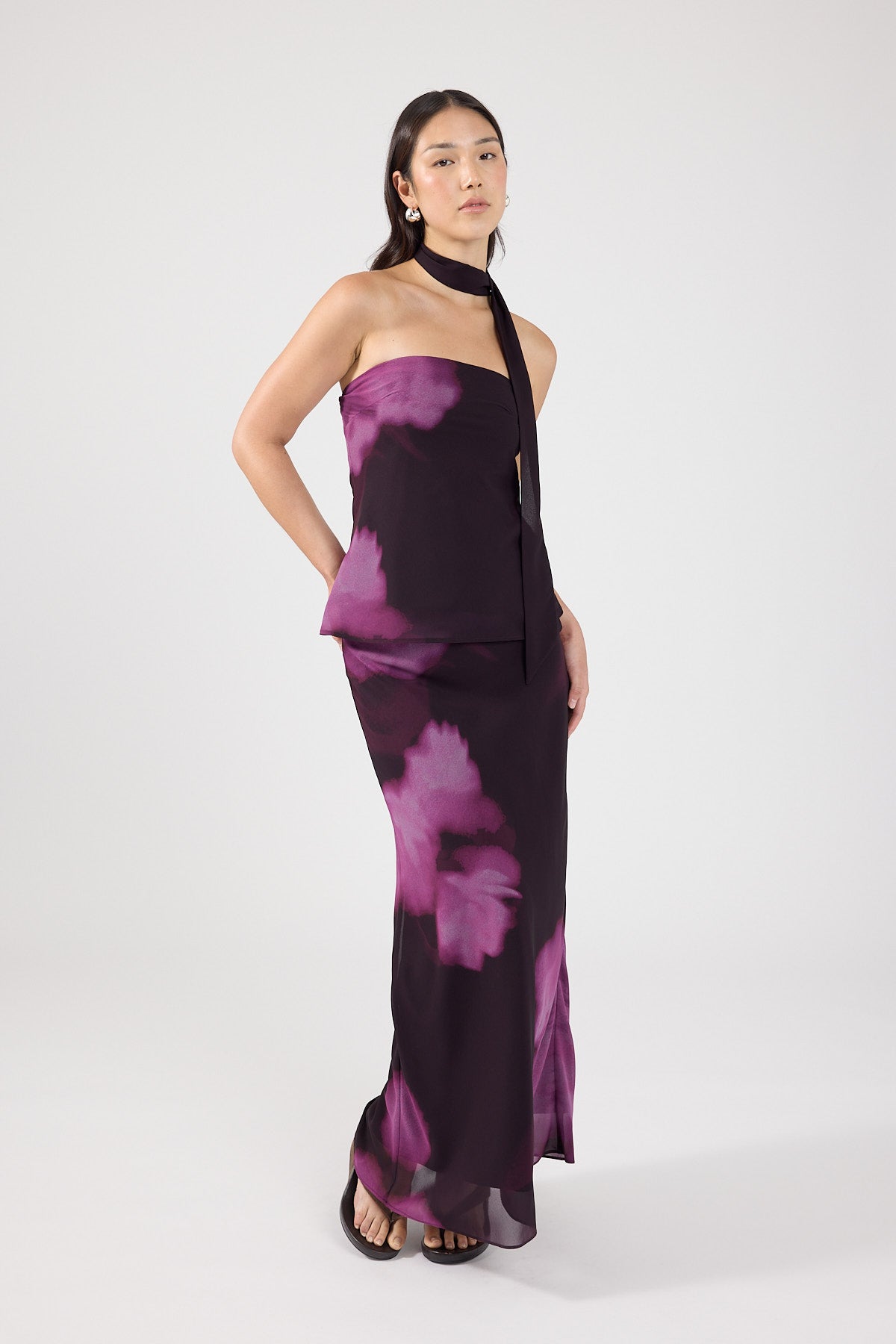 Perfect Stranger Florence Strapless Top Burgundy Print