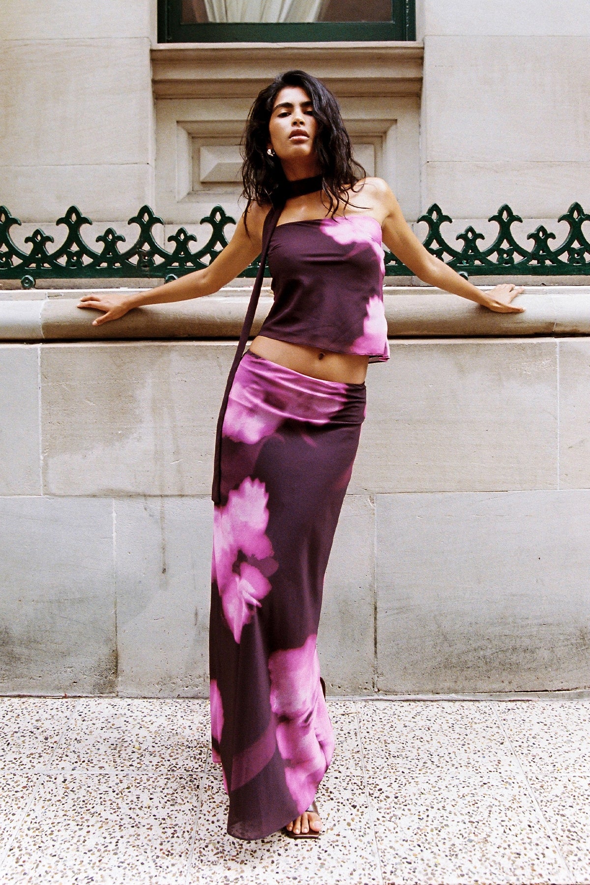 Perfect Stranger Florence Maxi Skirt Burgundy Print