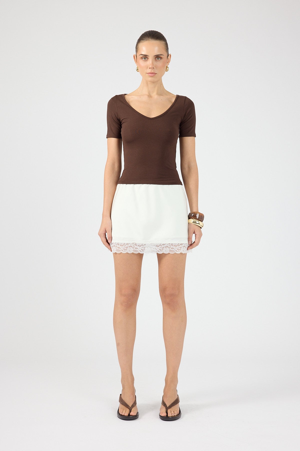 Perfect Stranger Micah High Rise Lace Mini Skirt Cream