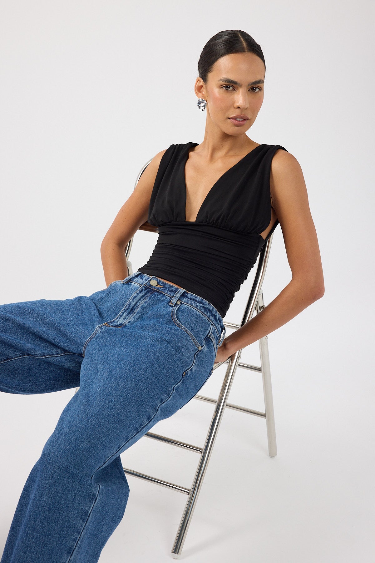 Perfect Stranger Avery Gathered Top Camel