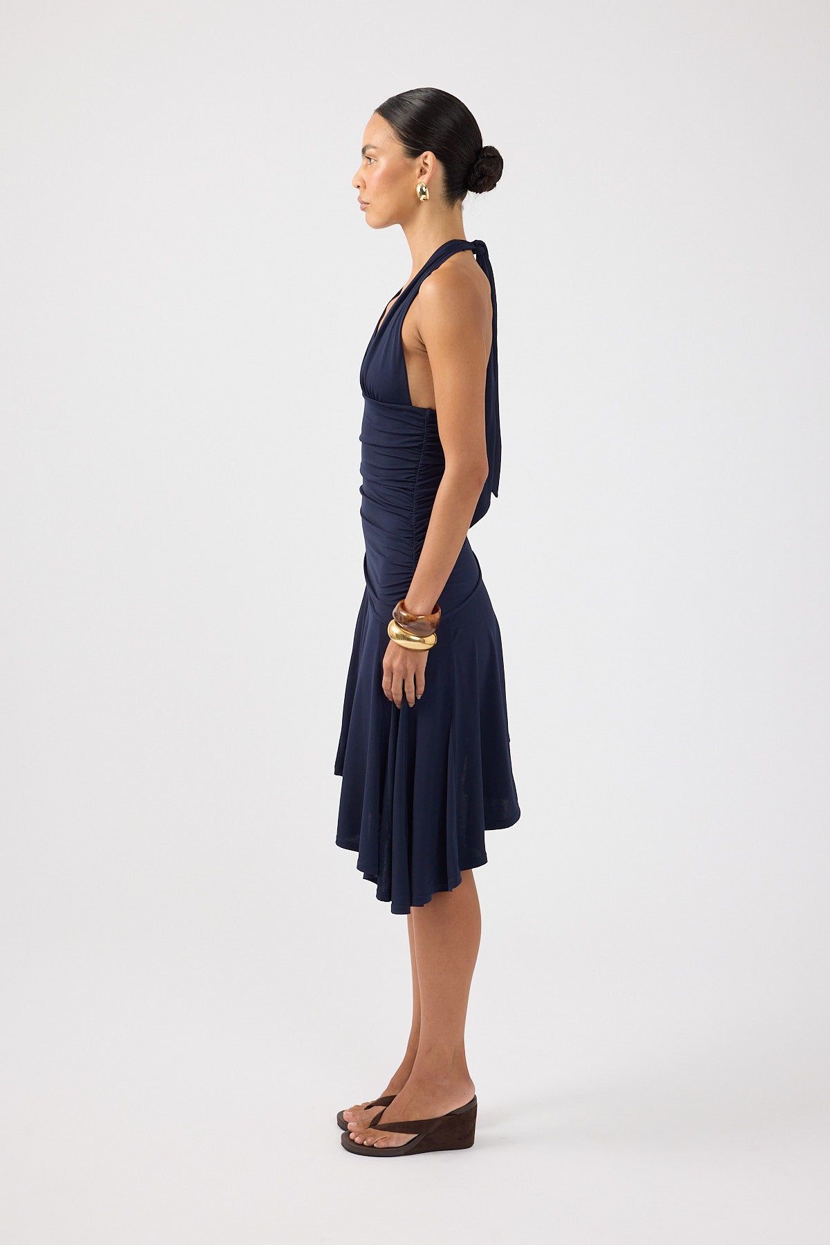 Perfect Stranger Rory Halter Midi Dress Navy