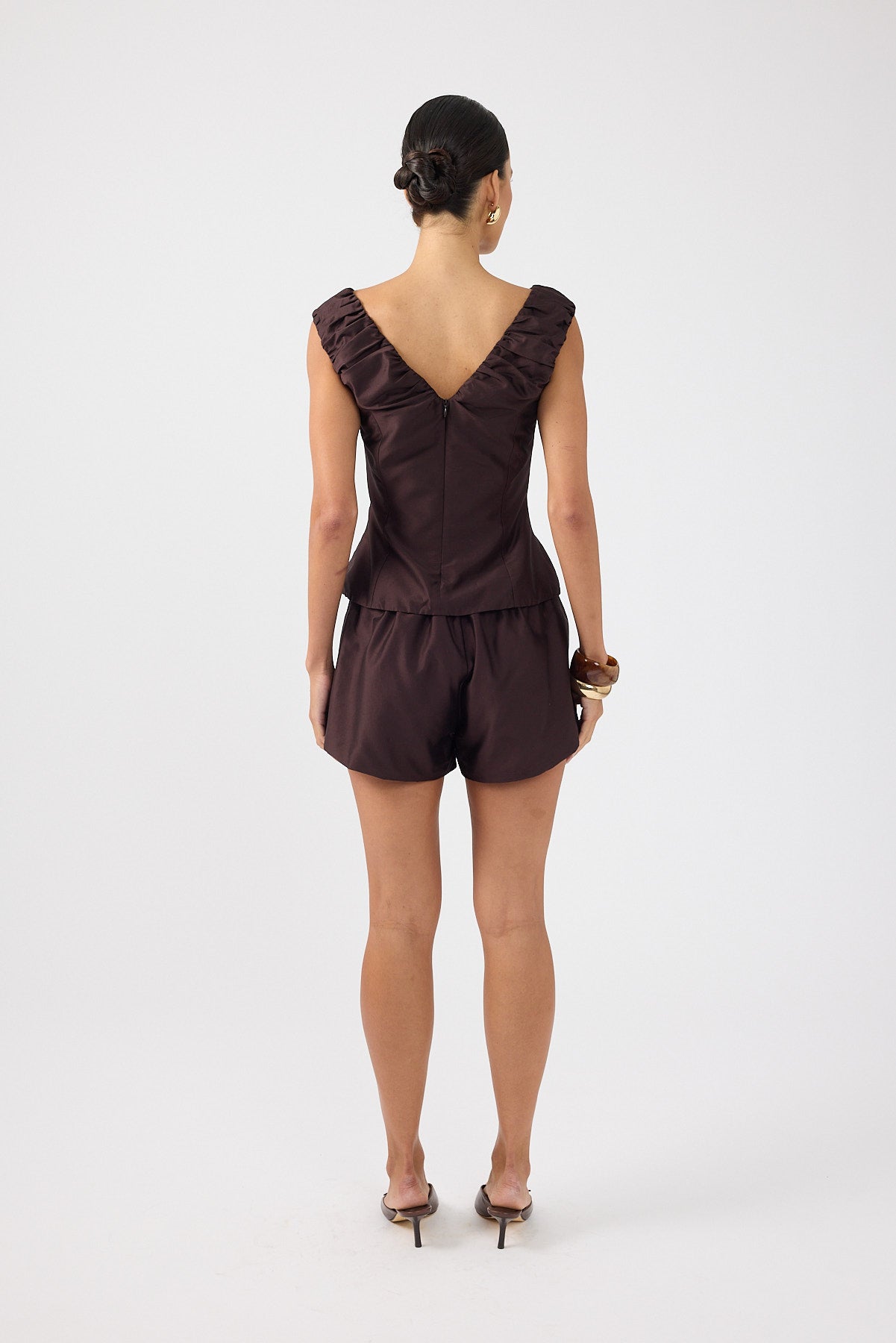 Perfect Stranger Kelly Gathered Top Brown