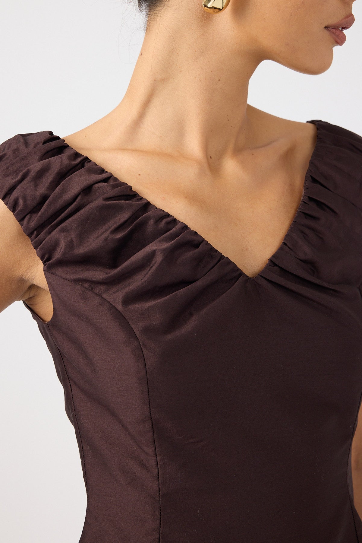 Perfect Stranger Kelly Gathered Top Brown