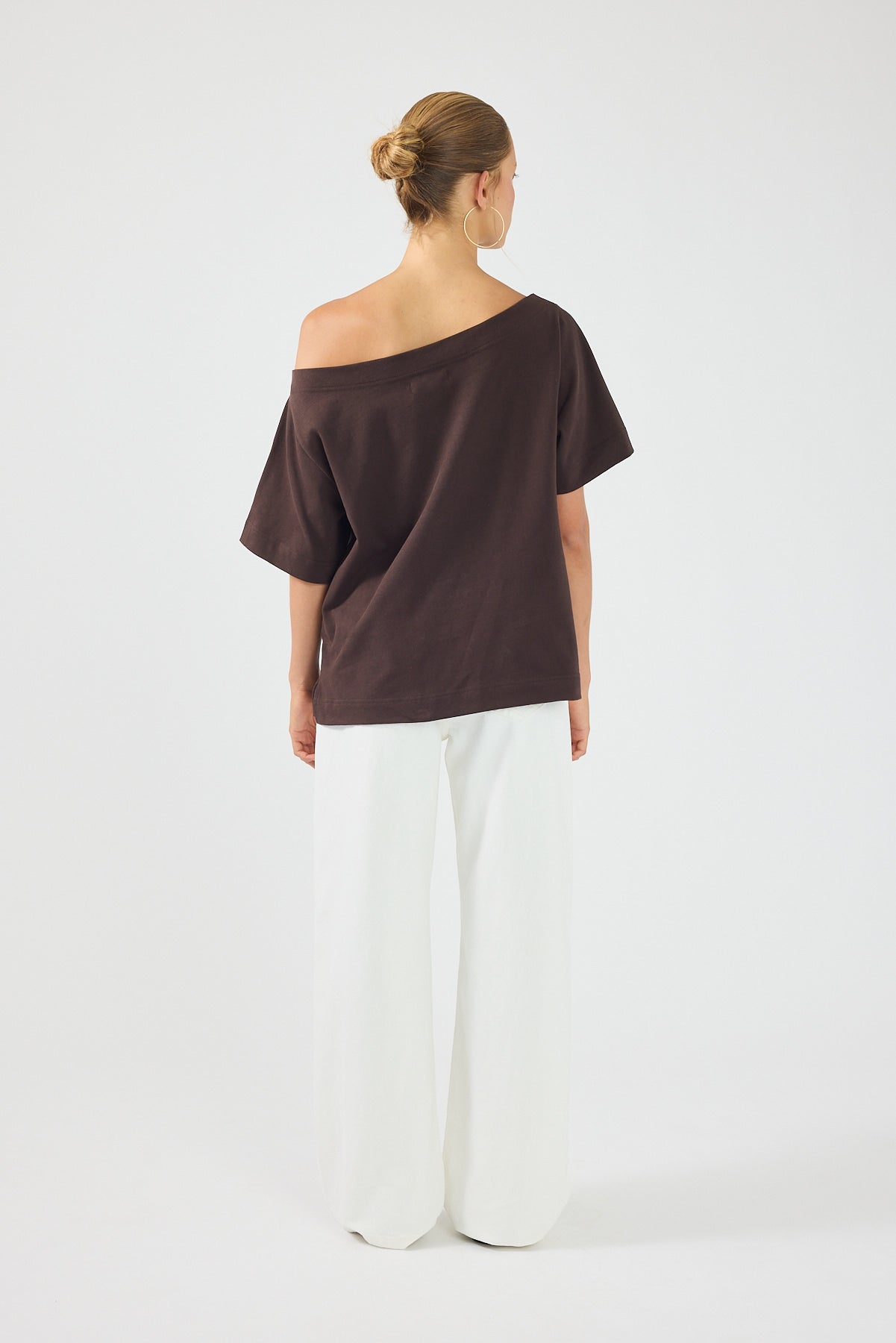 Perfect Stranger Oversized Boat Neck Tee Brown