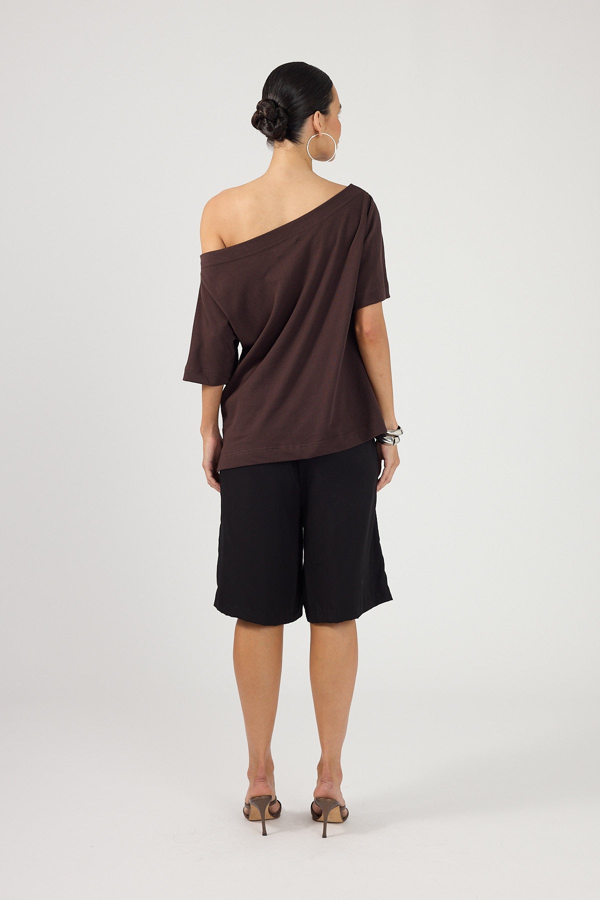 Perfect Stranger Oversized Boat Neck Tee Brown