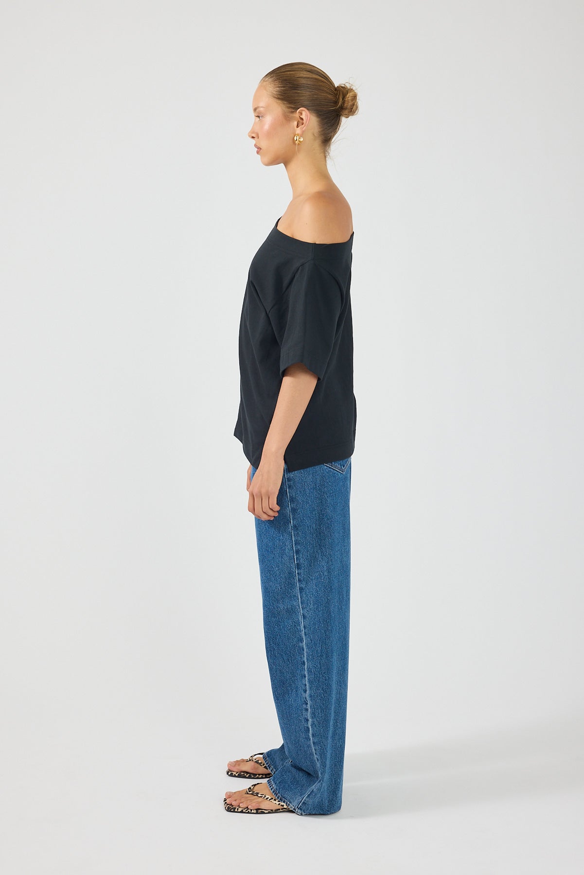 Perfect Stranger Oversized Boat Neck Tee Black