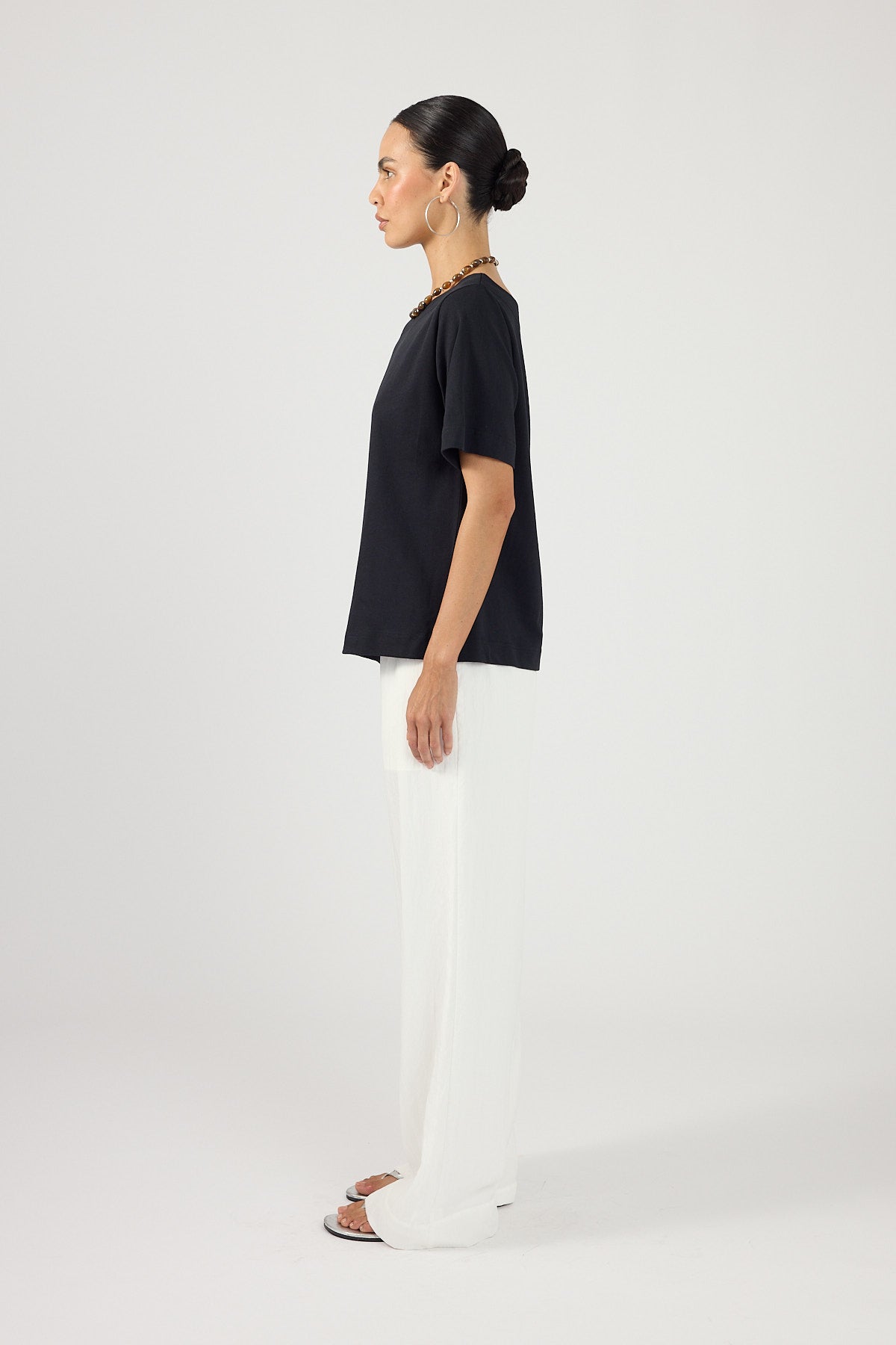 Perfect Stranger Oversized Boat Neck Tee Black