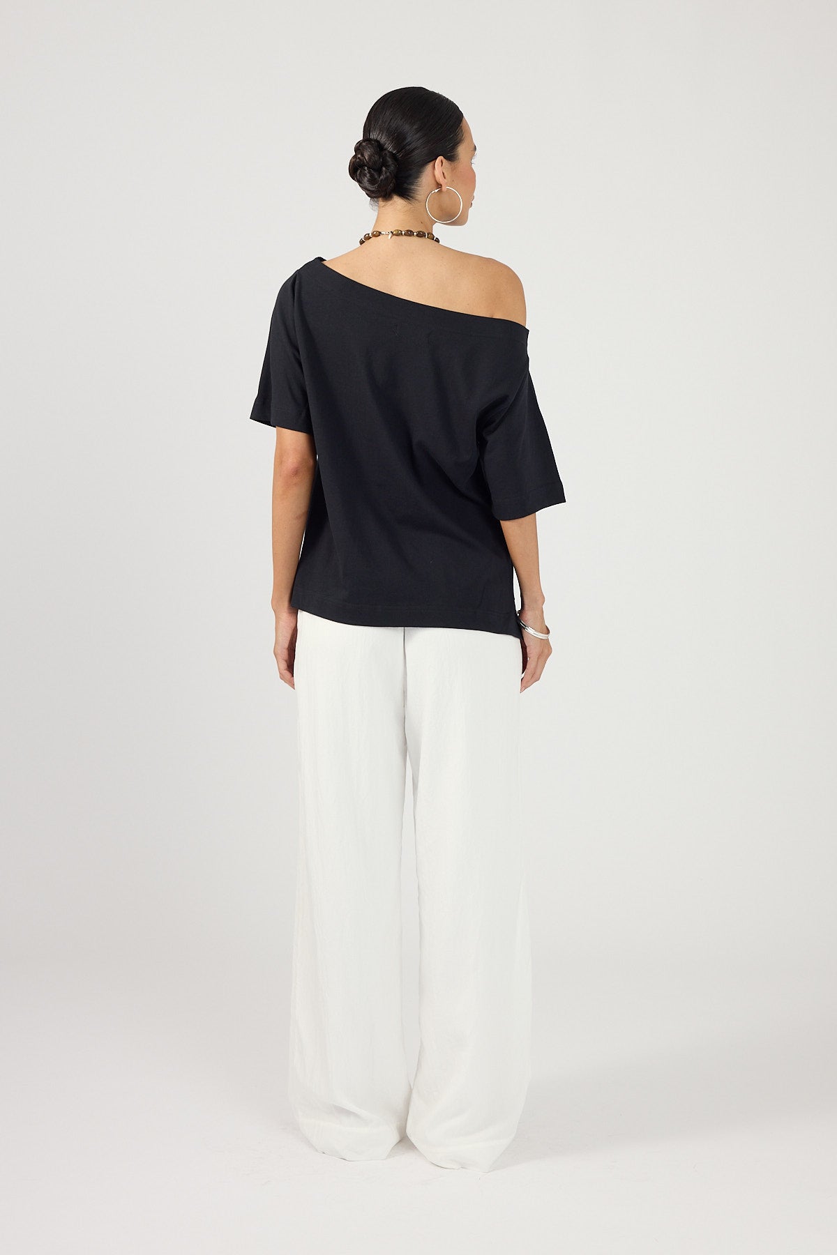 Perfect Stranger Oversized Boat Neck Tee Black