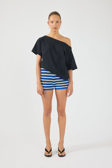 Perfect Stranger Dawn Crochet Mini Shorts Blue Stripe