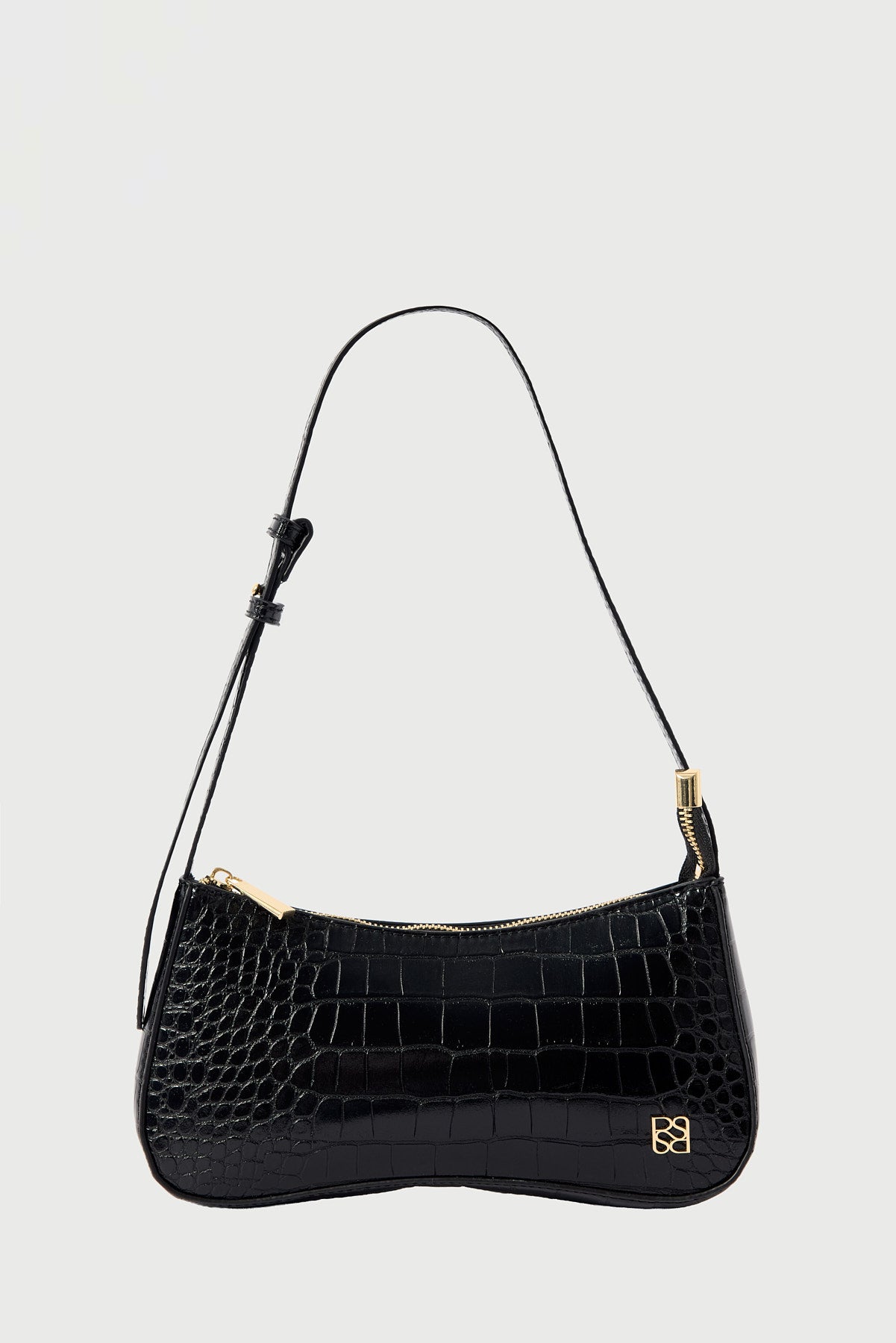 Perfect Stranger Tammy Croc Shoulder Bag Black