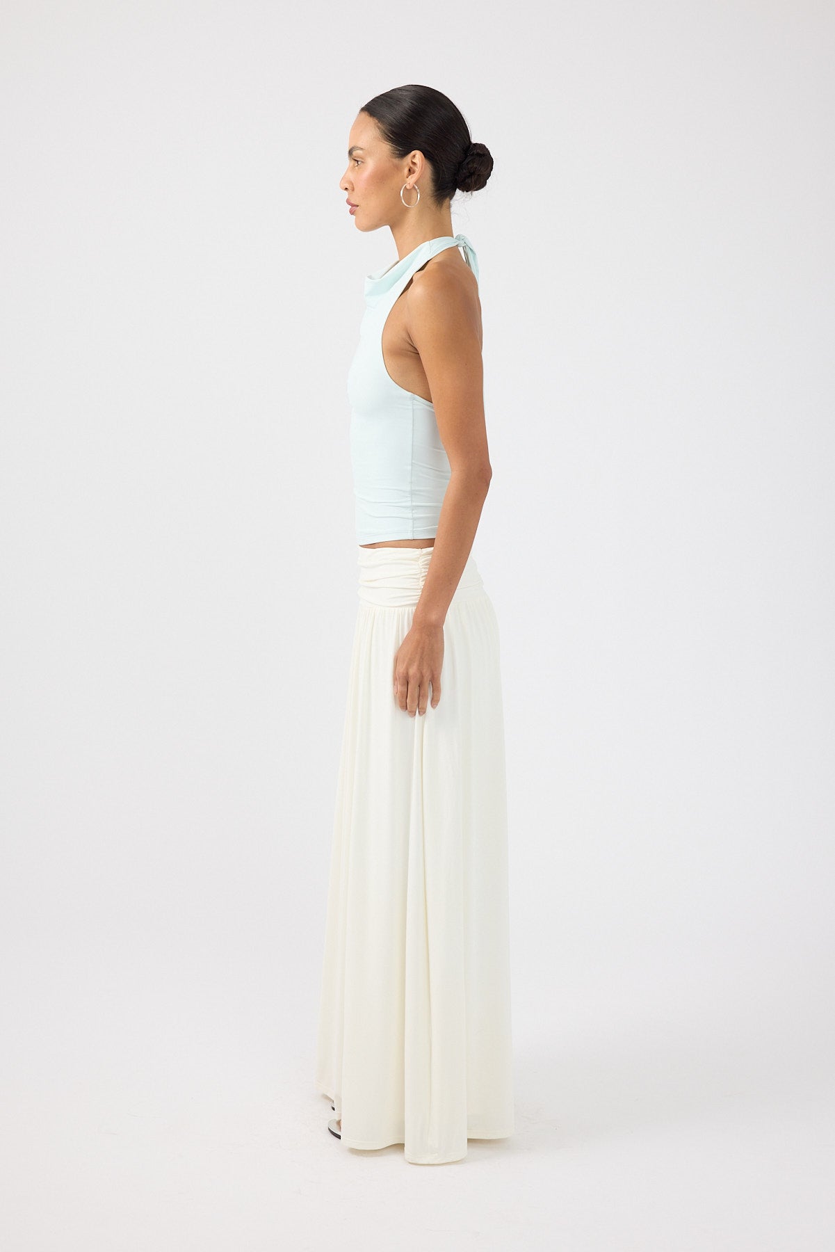 Perfect Stranger Siena Halter Cowl Top Blue