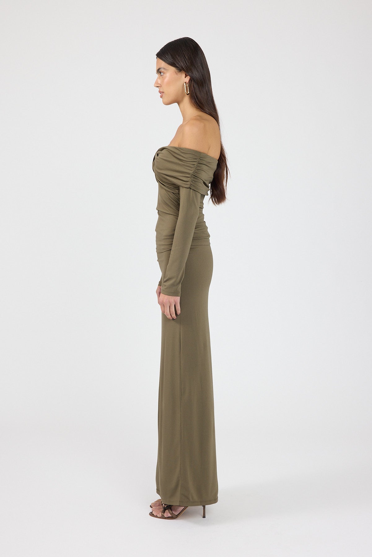 Perfect Stranger Akira Long Sleeve Twist Top Khaki Green