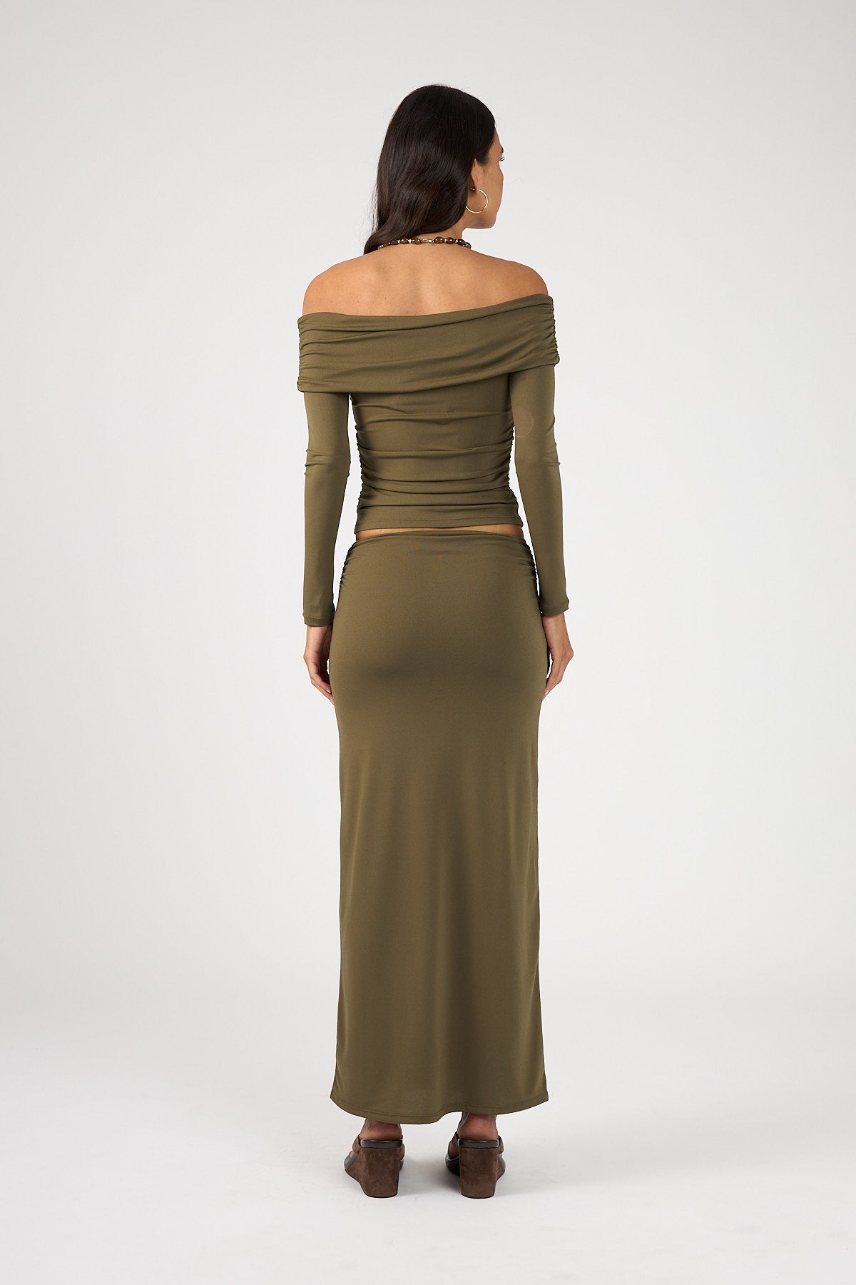 Perfect Stranger Akira Long Sleeve Twist Top Khaki Green