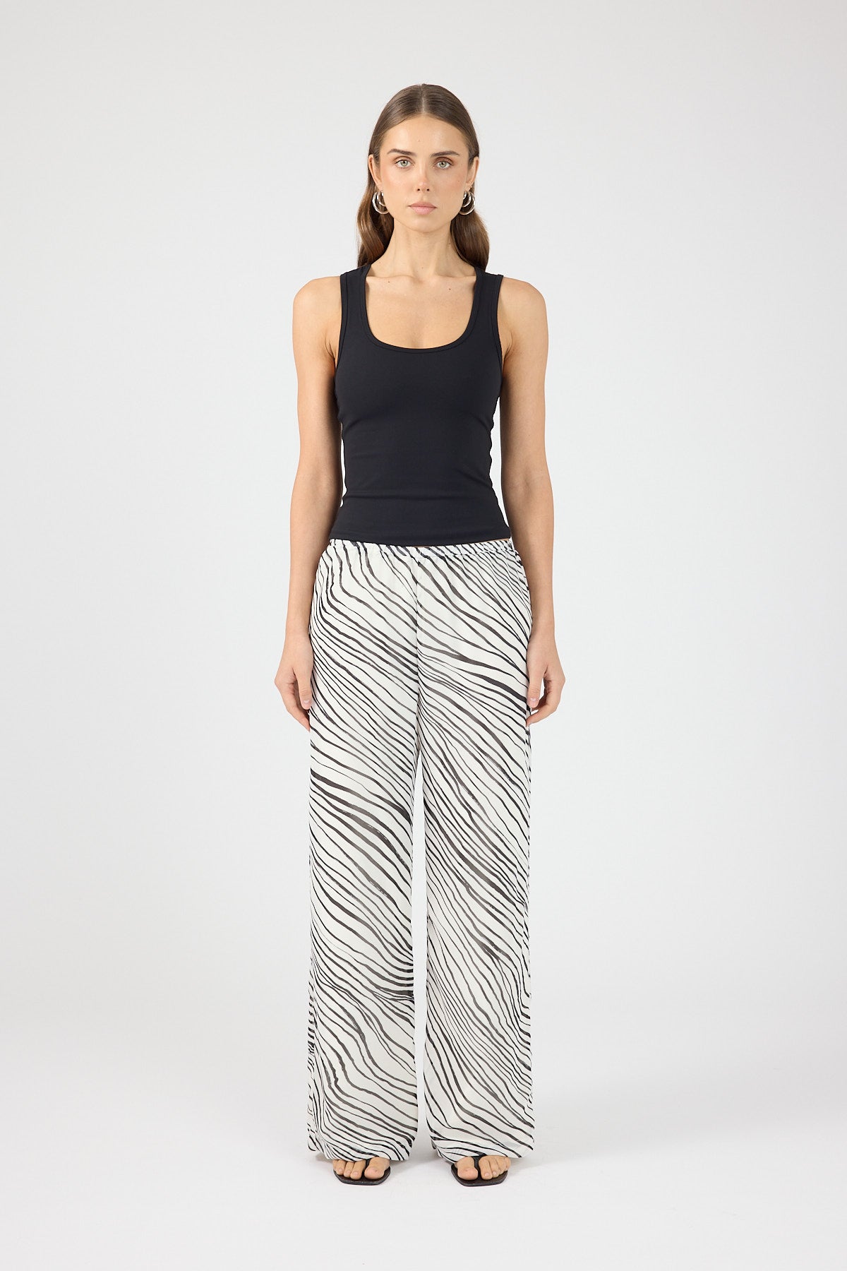 Perfect Stranger Elodie High Waisted Pants Black/White Stripe
