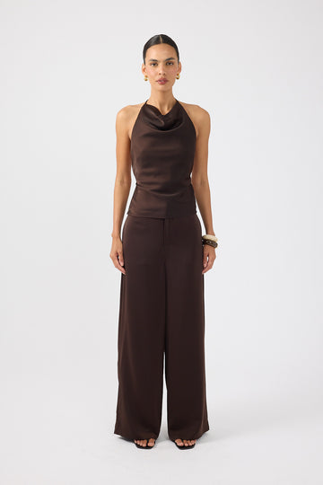 Perfect Stranger Paula Halter Backless Top Brown
