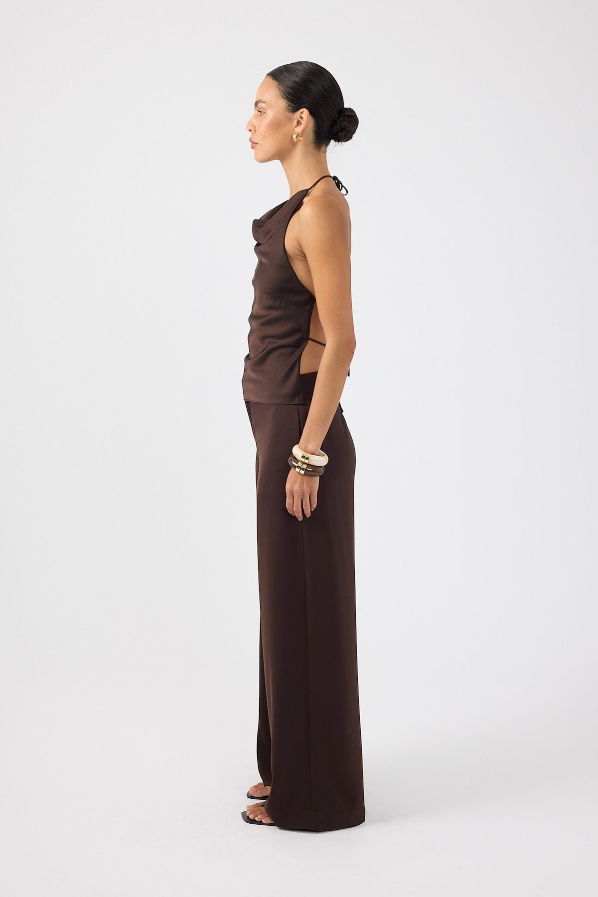 Perfect Stranger Paula Halter Backless Top Brown