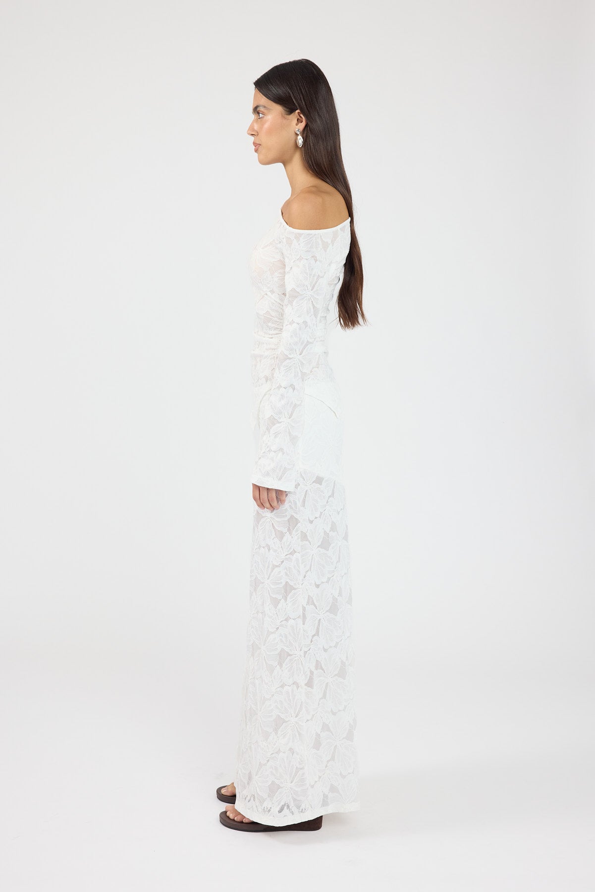 Perfect Stranger Dotty Lace Maxi Skirt White